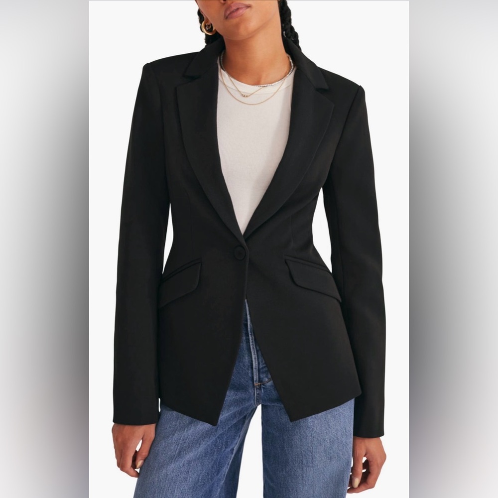 Favorite Daughter Black Single-Button Tailored Blazer